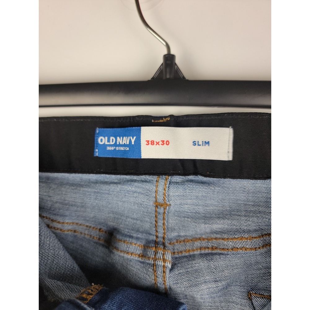 Old Navy Mens Straight Leg Blue Denim Jeans 38x30 Medium Wash Stretch - Picture 11 of 12